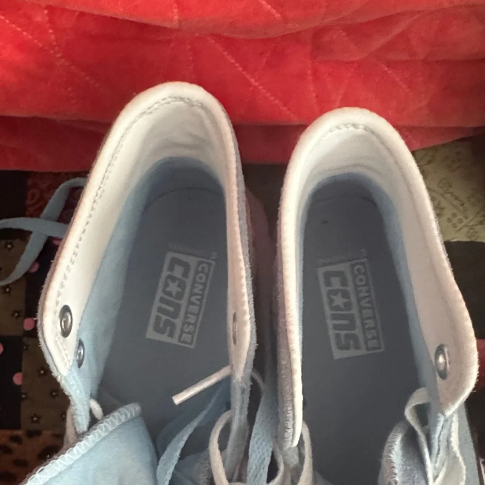 New Light Blue High-Top Suede Chucks - Picture 4 of 6